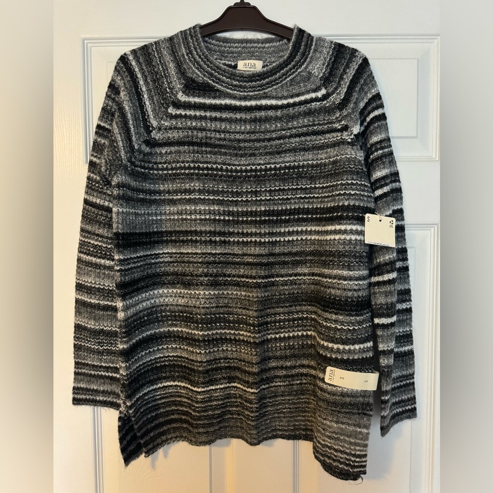 Gray Striped Knot Sweater